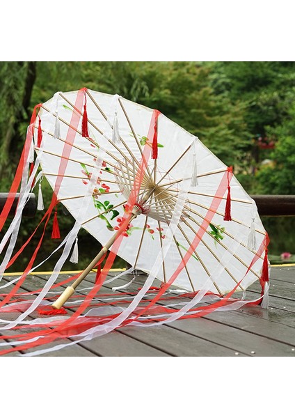 Net Kırmızı Tel Dekoratif Şemsiye Kurdele Şemsiye İpek Kumaş Şemsiye Hanfu Şemsiye Sahne Malzemeleri Atış Performans Kostüm Şemsiye (Yurt Dışından) fırsatları