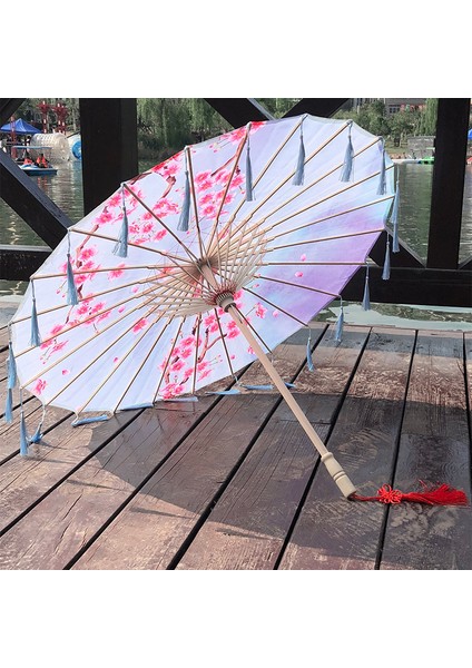 82CM İpek Kumaş Şemsiye Fan Tel Cosplay Hanfu Yağlı Kağıt Şemsiye Antik Çin Tarzı Klisal Çin Japon Tarzı (Yurt Dışından)