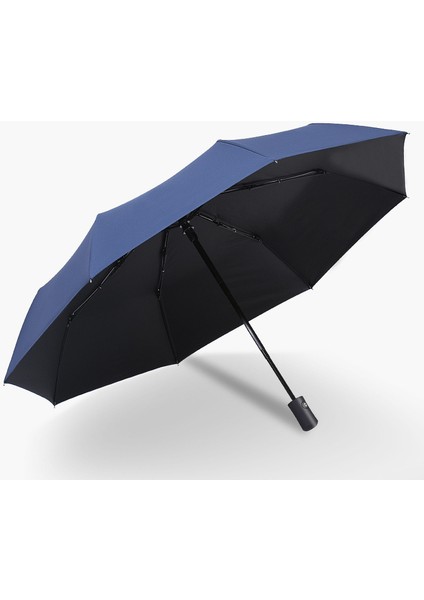 Otomatik Yağmur ve Güneş Şemsiyesi Siyah Kaplama Şemsiye Anti-UV 3 Katlanır Rüzgara Dayanıklı Otomatik Lüks Büyük Rüzgar Geçirmez Kadın Erkek 8Ribs (Yurt Dışından)