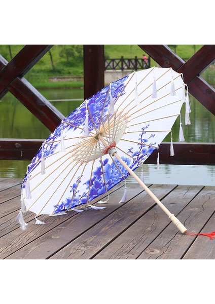 82CM İpek Kumaş Şemsiye Fan Tel Cosplay Hanfu Yağlı Kağıt Şemsiye Antik Çin Tarzı Klisal Çin Japon Tarzı (Yurt Dışından)