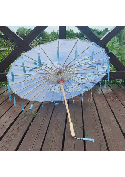 82CM İpek Kumaş Şemsiye Fan Tel Cosplay Hanfu Yağlı Kağıt Şemsiye Antik Çin Tarzı Klisal Çin Japon Tarzı (Yurt Dışından)