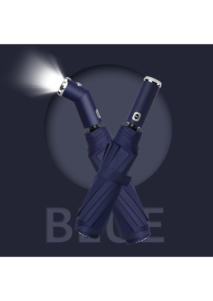 10 kemik tam otomatik üç katlı şemsiye dönebilen LED el feneri iş rüzgara dayanıklı katlanır şemsiye güneşli şemsiye (Yurt Dışından)