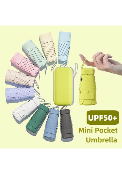 UPF50+ Mini Katlanır Şemsiye Vinil Küçük Güneşlik Şemsiye Cep Yağmur Seyahat Şemsiyesi Ultraviyole Koruma Kapsülü Şemsiye (Yurt Dışından)