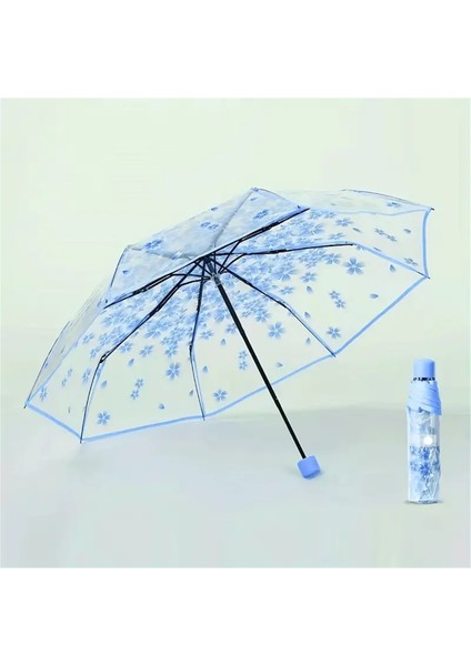 Kore Şemsiye Sevimli Mini Taze ve Üç Katlı Japon Kiraz Çiçeği Şeffaf Şemsiye Yağmur Geçirmez ve Rüzgar Geçirmez (Yurt Dışından) modelleri