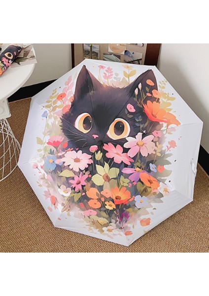 Çiçek Kedi Şemsiye Karikatür Tam Otomatik Akıllı Güneş Şemsiyesi Kadınlar Için Güçlü Paraguas Mujer (Yurt Dışından)