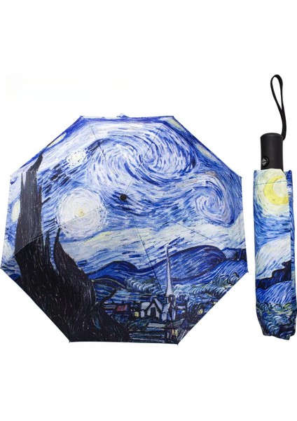 Van Gogh Yağlıboya Otomatik Şemsiye Küçük Taze Vinil Şemsiye Yağlıboya Otomatik Rüzgar Geçirmez Rüzgara Dayanıklı Güneş Katlanır (Yurt Dışından) fiyatları