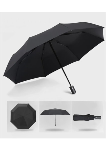 Otomatik Yağmur ve Güneş Şemsiyesi Siyah Kaplama Şemsiye Anti-UV 3 Katlanır Rüzgara Dayanıklı Otomatik Lüks Büyük Rüzgar Geçirmez Kadın Erkek 8Ribs (Yurt Dışından) fırsatları