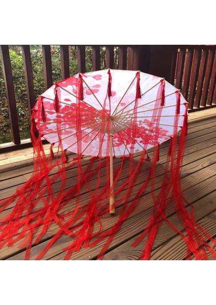 Net Kırmızı Tel Dekoratif Şemsiye Kurdele Şemsiye İpek Kumaş Şemsiye Hanfu Şemsiye Sahne Malzemeleri Atış Performans Kostüm Şemsiye (Yurt Dışından)