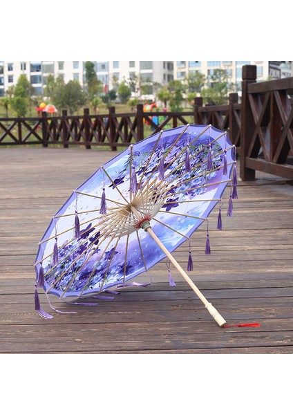 82CM İpek Kumaş Şemsiye Fan Tel Cosplay Hanfu Yağlı Kağıt Şemsiye Antik Çin Tarzı Klisal Çin Japon Tarzı (Yurt Dışından)