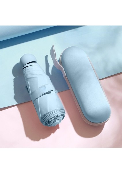 Kapsül Şemsiye Küçük ve Taşınabilir Düz Renkli Güneşlik Kadınlar ve Yağmur Çift Kullanımlı Koruma (Yurt Dışından)