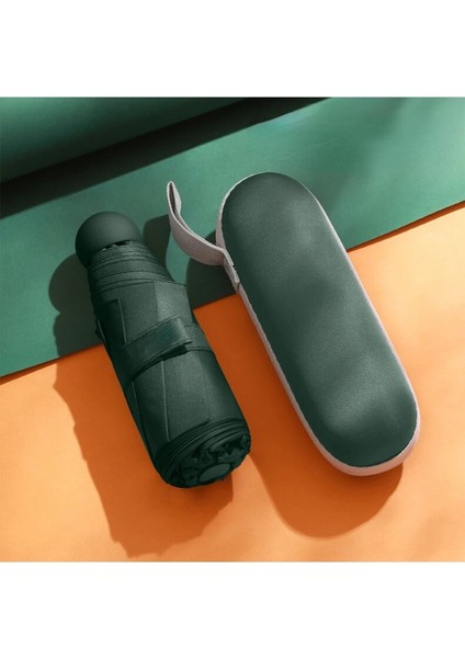 Kapsül Şemsiye Küçük ve Taşınabilir Düz Renkli Güneşlik Kadınlar ve Yağmur Çift Kullanımlı Koruma (Yurt Dışından)