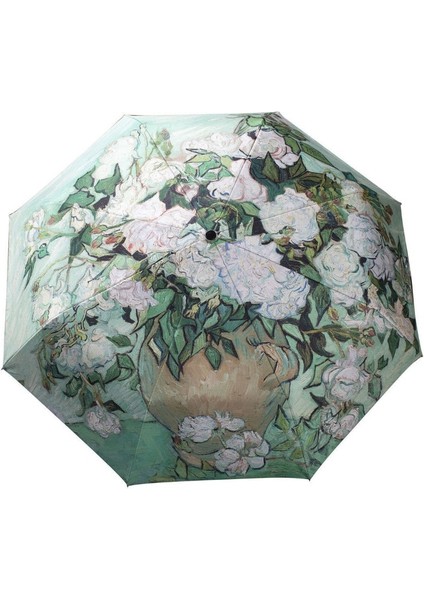 Van Gogh Yağlıboya Otomatik Şemsiye Küçük Taze Vinil Şemsiye Yağlıboya Otomatik Rüzgar Geçirmez Rüzgara Dayanıklı Güneş Katlanır (Yurt Dışından)