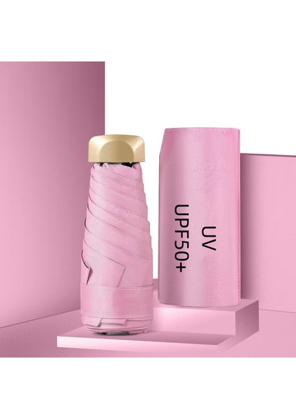 Mini Cep Şemsiyesi Küçük Güneş Yağmur Şemsiyesi Vinil Katlanır Şemsiye Uv Ultraviyole Korumalı Güneşlik Cep Şemsiye Kapsülü (Yurt Dışından)