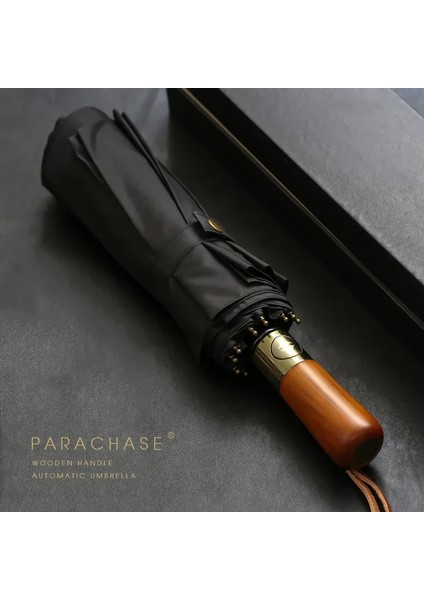 Parachase Büyük Şemsiye Erkek Iş Stili 115CM Otomatik Şemsiye Yağmur Çift Katmanlı 10K Rüzgar Geçirmez Büyük Golf Şemsiyeleri Ahşap (Yurt Dışından) fiyatları