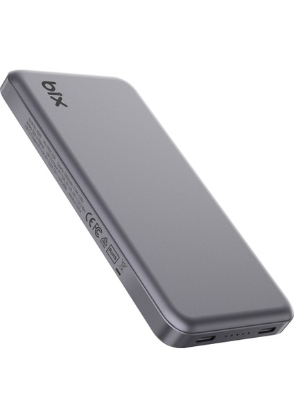 PB113 10000MAH Pd 20W Çift Usb-C Portlu Hızlı Şarj Destekli Taşınabilir Metal Gövdeli Slim Powerbank Koyu Gri