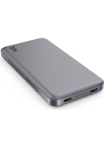 PB113 10000MAH Pd 20W Çift Usb-C Portlu Hızlı Şarj Destekli Taşınabilir Metal Gövdeli Slim Powerbank Koyu Gri