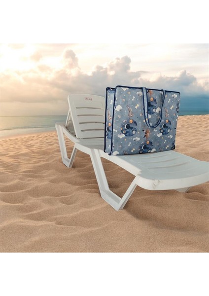 Sevimli Bulut Desenli Plaj Çantası (Şezlong Minderi)