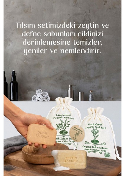 Organik Yeşil Seri: Tılsım - Defne ve Zeytin Sabunu (Canlandıran ve Besleyen Bakım)+Mist
