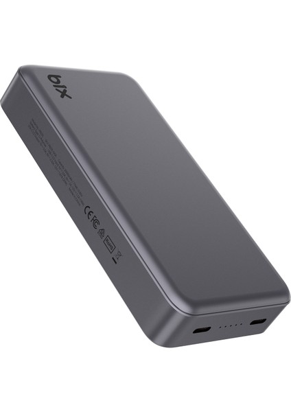 PB205 20000MAH Pd 20W Çift Usb-C Portlu Hızlı Şarj Destekli Taşınabilir Metal Powerbank Koyu Gri