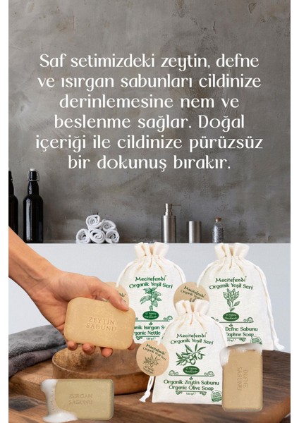 Organik Yeşil Seri:saf - Defne, Isırgan ve Zeytin Sabunu (Nemlendirici Etki) 125 Gr+Mist fırsatları
