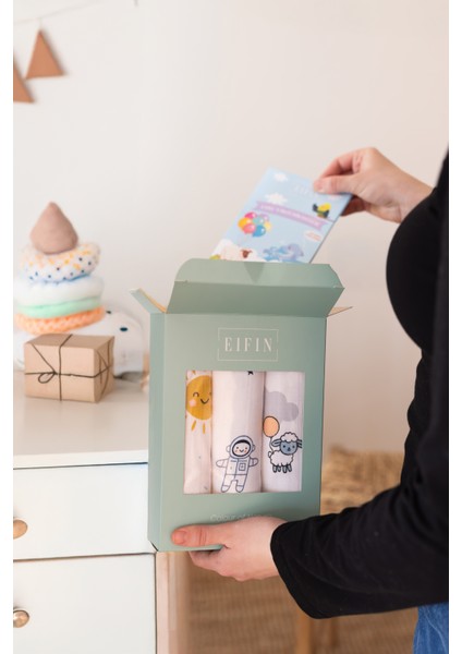 Çok Amaçlı Müslin Örtü & Battaniye 3'lü Set %100 Pamuk Oeko-Tex Sertifikalı Kutulu fiyatları