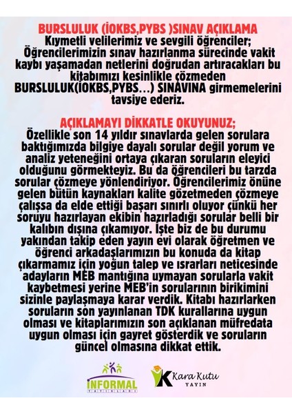 2025 6.Sınıf MEB İOKBS-BURSLULUK Çıkmış Soru Tıpkı Basım 6lı Deneme Paketi Video Çözümlü Türkiye G.