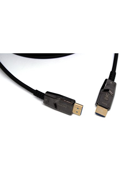 HDMI 2.1 Aktif Fiber Optik Kablo (AOC), Tip A Erkek/Erkek, 8K60HZ, 10 metre, altın kaplama, siyah renk&lt;br&gt;Beek HDMI 2.1 Gold Optical Cable 8K60hz, 10 meters