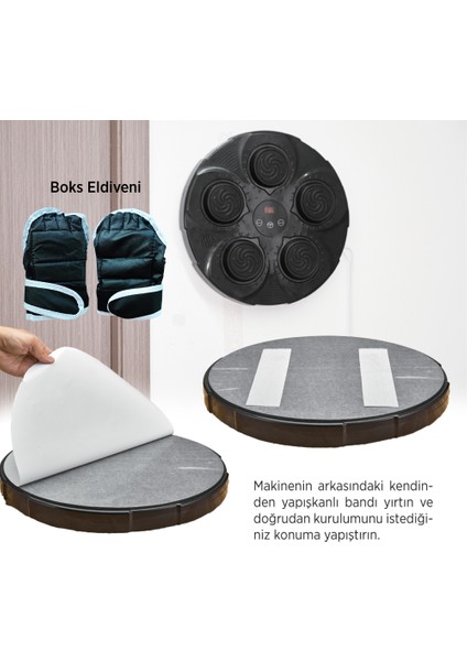 Akıllı Boks Egzersiz Aleti - Bluetoothlu Boks Makinesi - Müzikli Boks Eğitim Tahtası