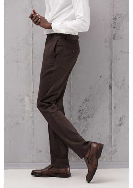 Regular Fit Düz Kalın Kışlık Gabardin Yan Cepli Pantolon