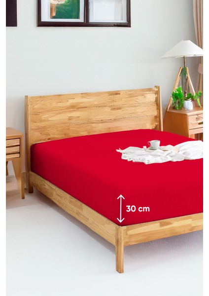 Penye Lastikli Çarşaf Pamuklu Jersey Tek Kişilik 100 x 200 cm Bordo