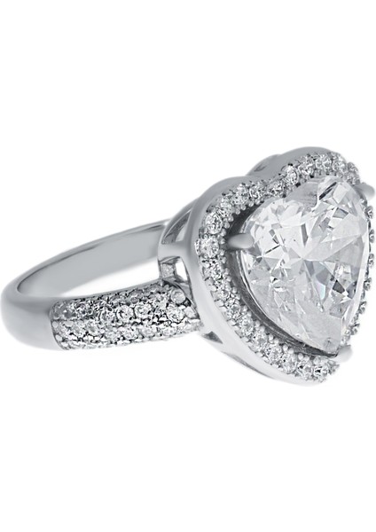 Kadın Gösterişli Kalp Model Gümüş Yüzük