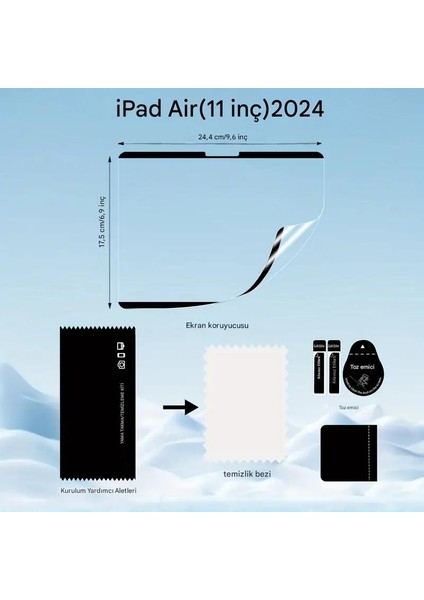 Apple iPad Air 6 11 Inç 2024 Uyumlu Çıkarılabilir Manyetik Kağıt Ekran Koruyucu Sınırsız Kullanım