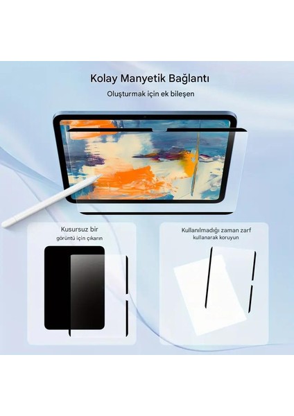 Apple iPad Air 6 11 Inç 2024 Uyumlu Çıkarılabilir Manyetik Kağıt Ekran Koruyucu Sınırsız Kullanım