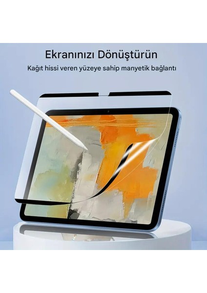 Apple iPad Air 6 11 Inç 2024 Uyumlu Çıkarılabilir Manyetik Kağıt Ekran Koruyucu Sınırsız Kullanım