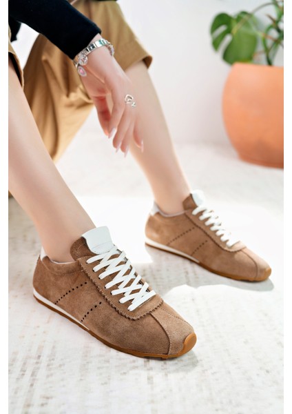 Lizbon Model Hakiki Deri Toprak Süet Bağcıklı Günlük Kadın Sneakers modelleri