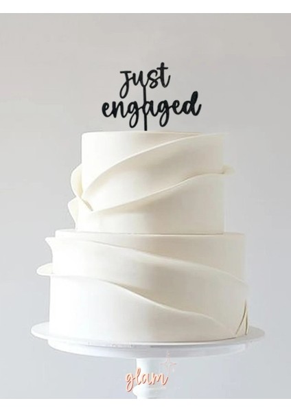 Siyah Just Engaged Tekli Büyük Söz Nişan Pasta Kürdanı, Kek ve Tatlı Süsleri