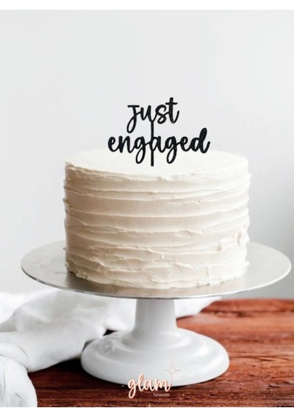 Siyah Just Engaged Tekli Büyük Söz Nişan Pasta Kürdanı, Kek ve Tatlı Süsleri