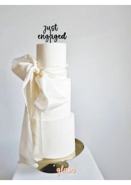 Siyah Just Engaged Tekli Büyük Söz Nişan Pasta Kürdanı, Kek ve Tatlı Süsleri
