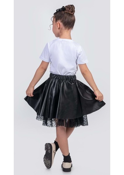 Deri Kız Çocuk Etek M00725 Siyah modelleri