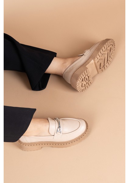 Peris Kadın Tokalı Bej Loafer Ayakkabı PC-52431 fiyatları