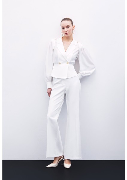 Kruvaze Kısa Ceket - Ekru indirimleri