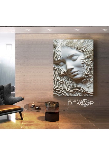Mermer Görünümlü Kadın Yüzü Kanvas TABLOSU50 x 70 -70 x 100 Ölçü Seçenekleri