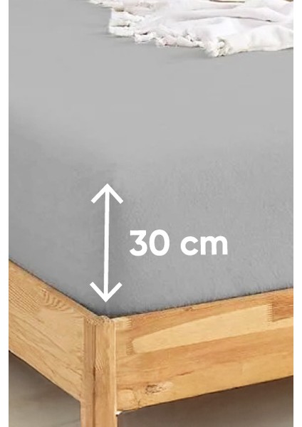 Penye Lastikli Çarşaf Pamuklu Jersey Tek Kişilik 100 x 200 cm Gri fiyatları