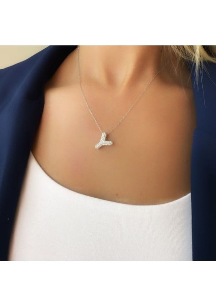 Y Harf Safir Zirkon Taşlı Gümüş Kolye modelleri