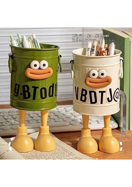 Karikatür Kişilik Kalemlik, Öğrenci Masaüstü, Ofis, Büyük Kapasiteli, Sevimli, Basit Retro Saklama Kovası (Yurt Dışından)