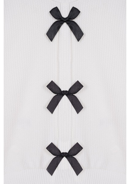 Bisiklet Yaka Önü Fiyonk Detaylı Ekru Renk Kız Çocuk Sweat fiyatları