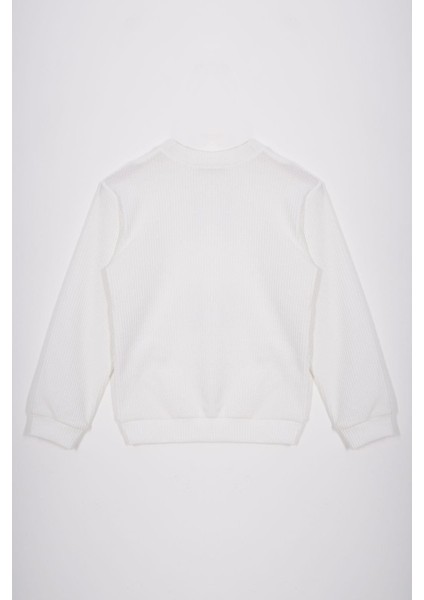 Bisiklet Yaka Önü Fiyonk Detaylı Ekru Renk Kız Çocuk Sweat modelleri