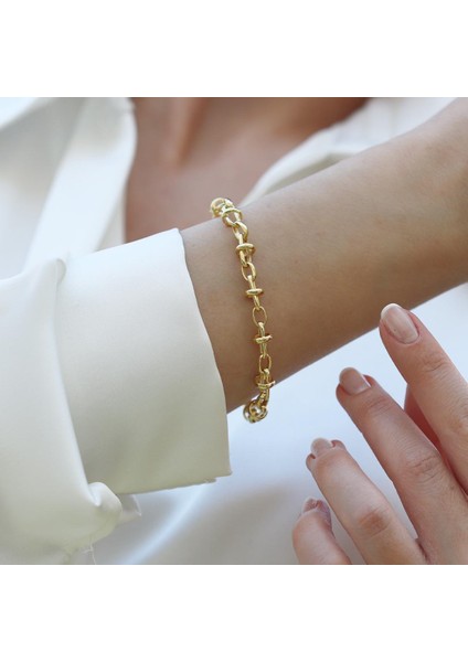 Tffny Gold Kaplama Gümüş Bileklik