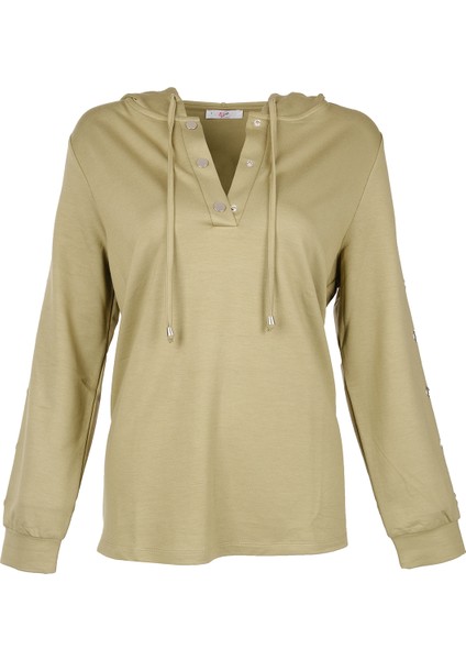 Vedi-bb Oversize Kapüşonlu Uzun Kol Kadın Sweatshirt - Günlük Rahat Şık