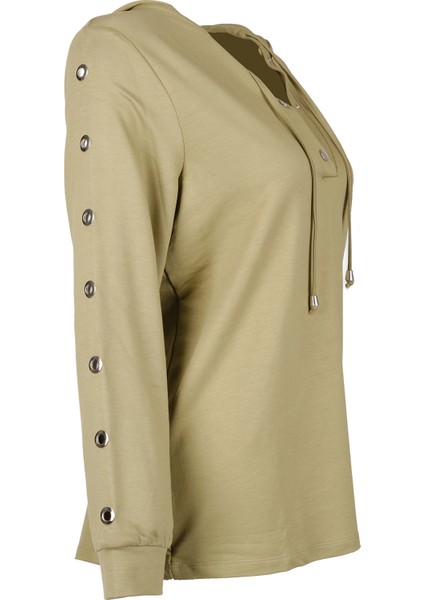 Vedi-bb Oversize Kapüşonlu Uzun Kol Kadın Sweatshirt - Günlük Rahat Şık modelleri